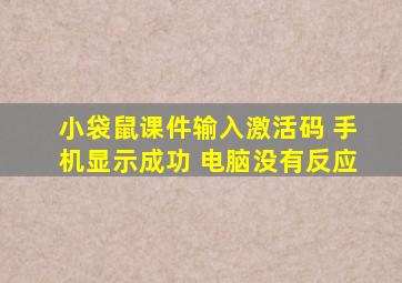 小袋鼠课件输入激活码 手机显示成功 电脑没有反应